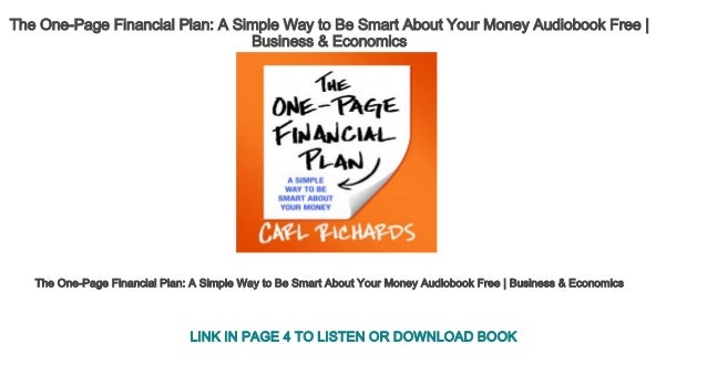 One-Page Financial Plan: A Simple Way to Be Smart About Your Money